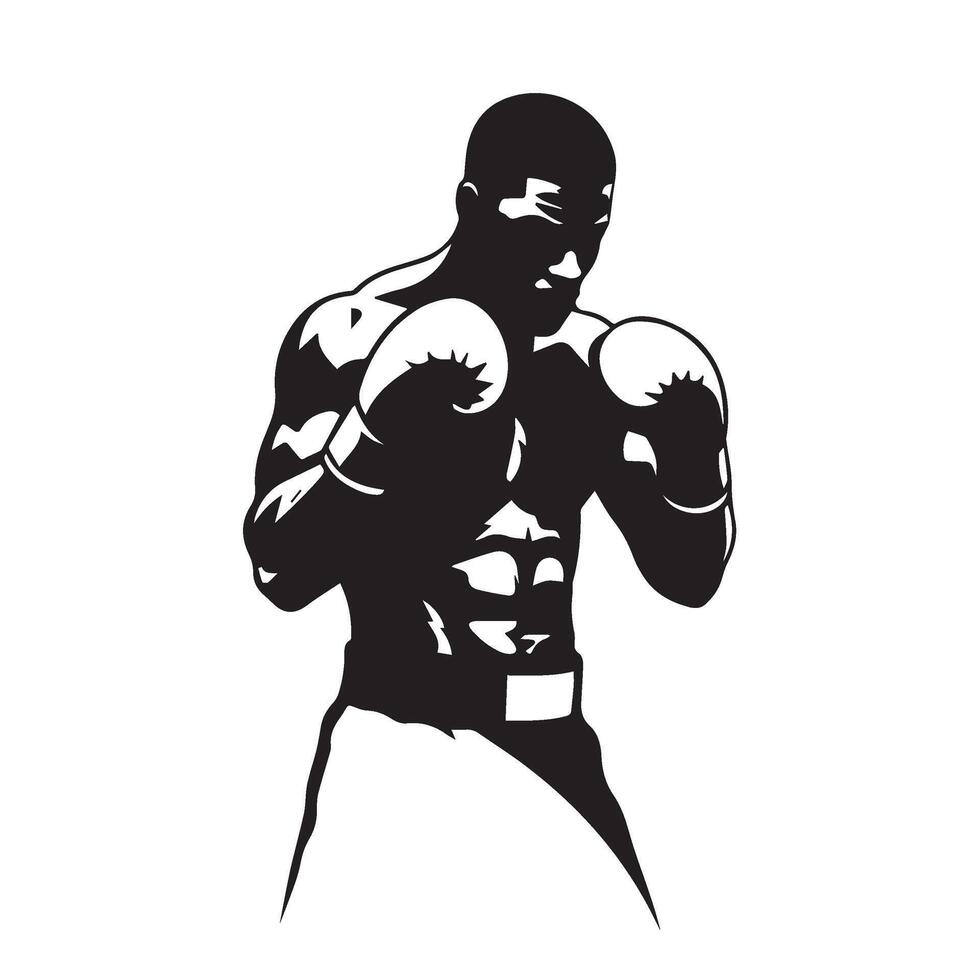 Boxing poses and actions highlighting professional training routines and drills vector