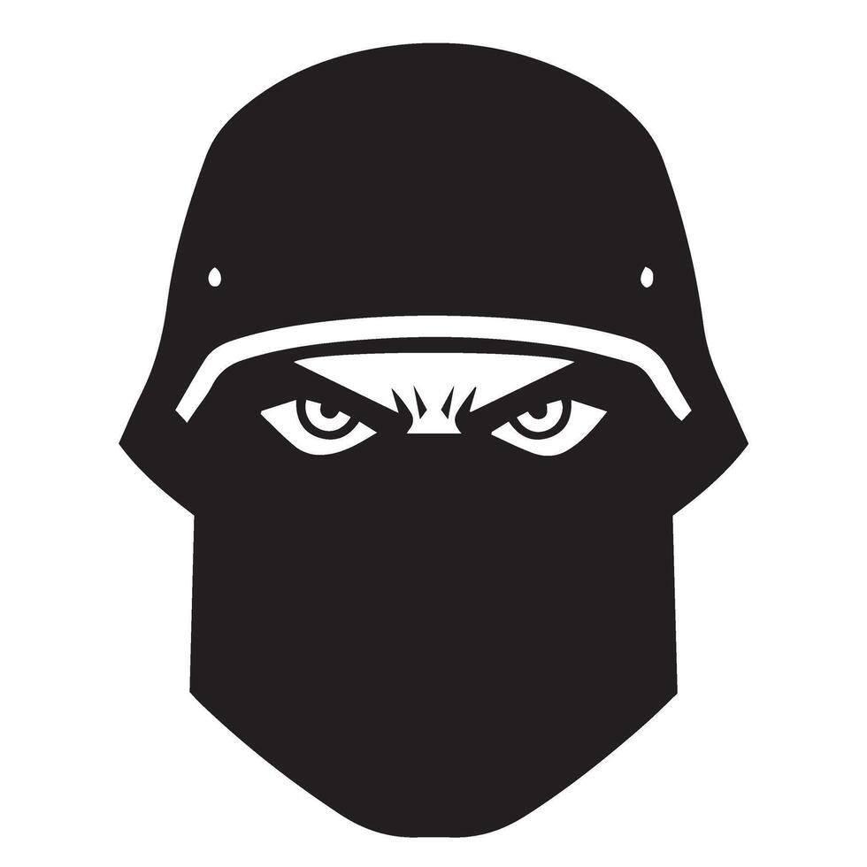 Ninja Helmet Silhouette Drawn for Ancient Warrior Poster Projects vector