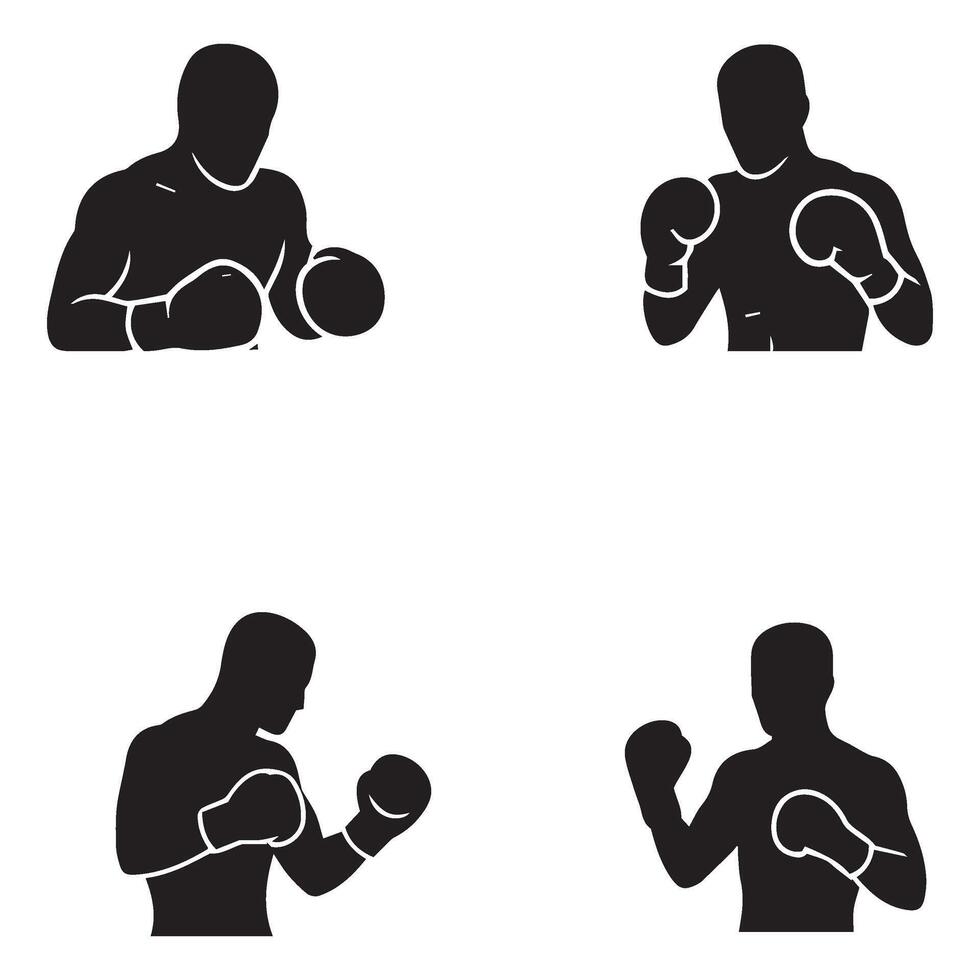 Boxing poses and actions demonstrating essential fundamentals of boxing training vector