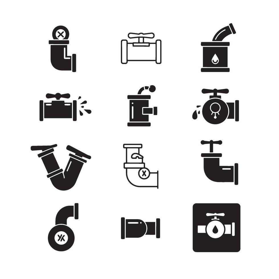Plumbing pipe parts icons perfect for pipeline system illustrations vector