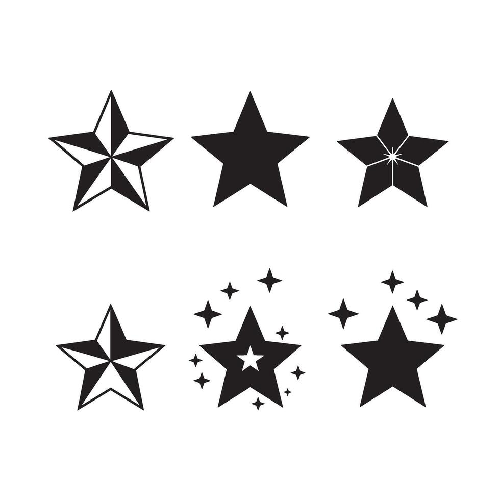 Hand drawn star icons collection in various decorative and minimal styles bundle vector