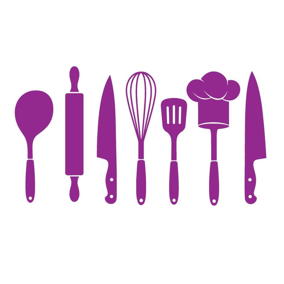 Complete Kitchen Cooking Tools Set With Pans Knives and Utensils Art vector