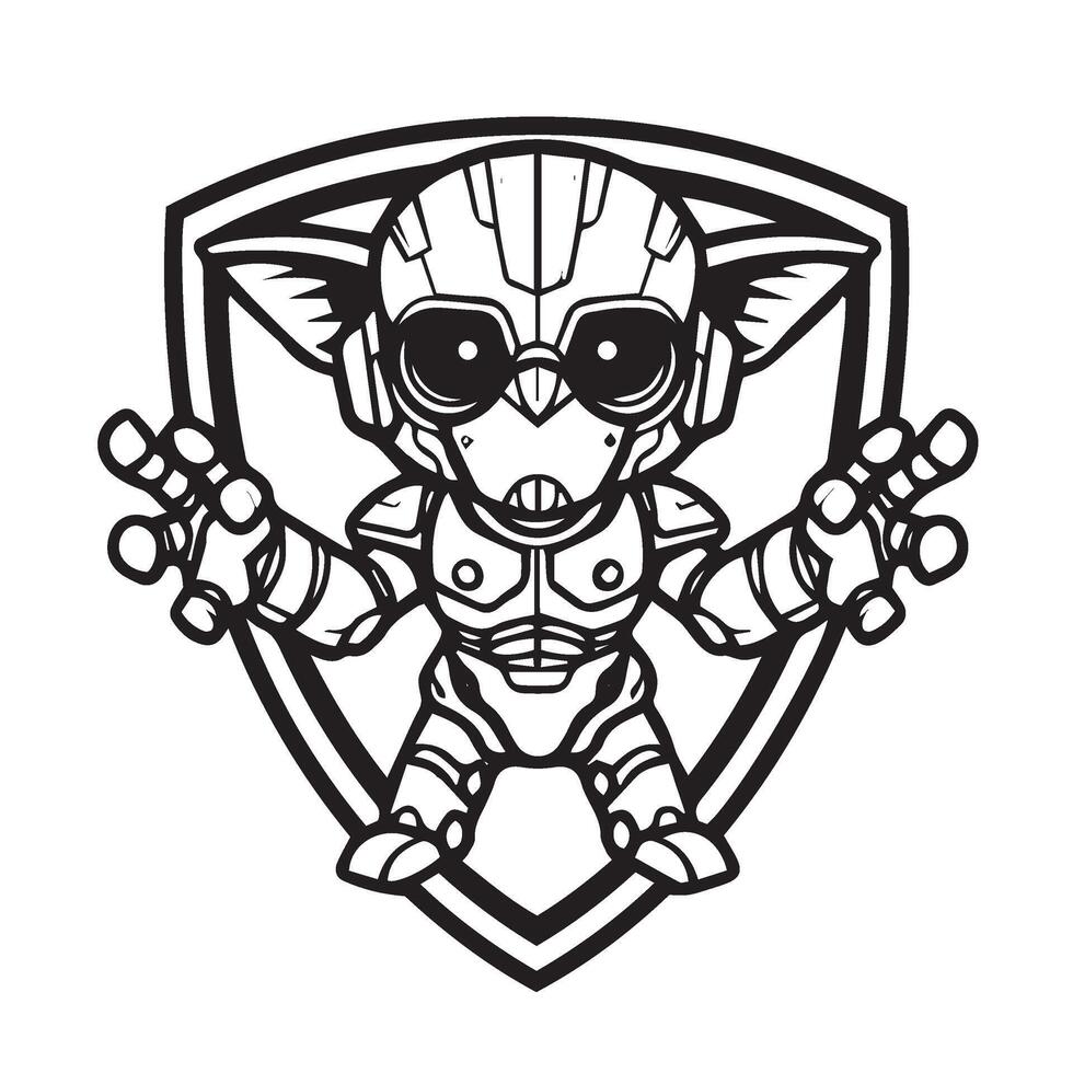 Robotic warrior emblem displaying futuristic armor-inspired features for tech branding vector