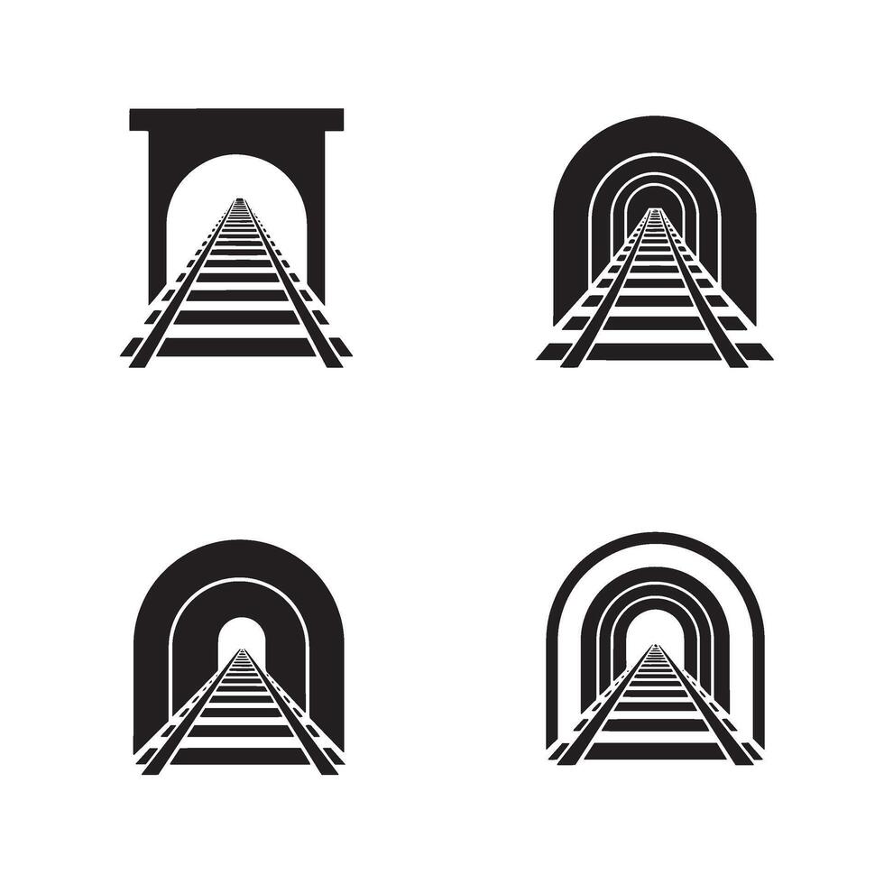 Simple Tunnel Entrance Art Featuring Railway Tunnel Scene Elements vector