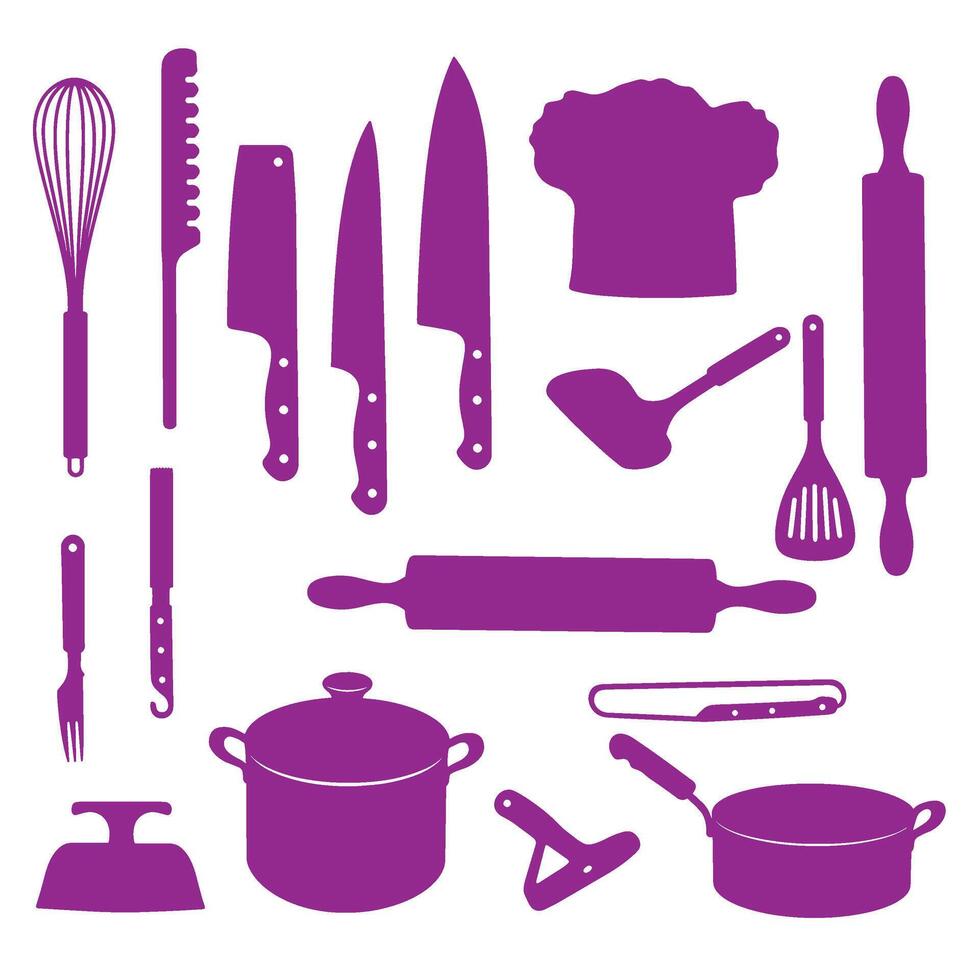 Bold Kitchen Cooking Tools Set With Chef Gear And Flat Icon Elements vector