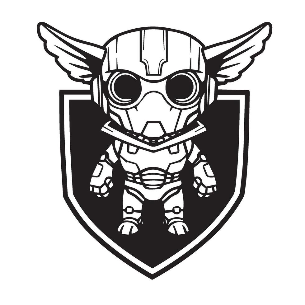 Robotic warrior emblem highlighting futuristic armored aesthetics for digital artwork vector