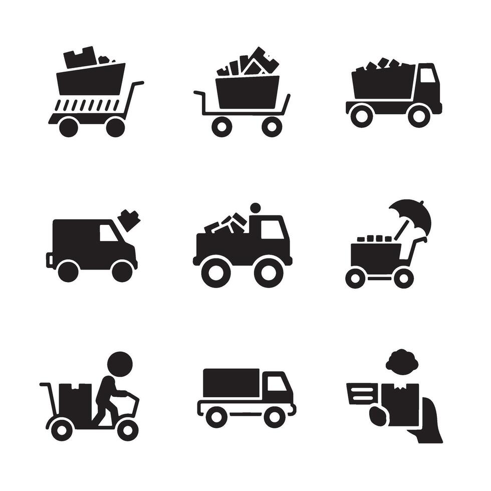 Shopping Trolley Icon Pack Designed for Web Shopping and Checkout Scenes vector