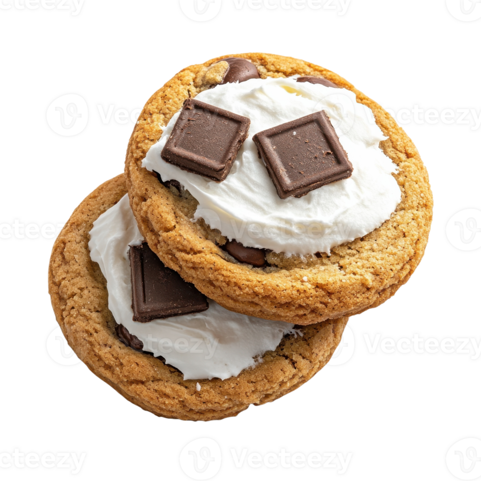 Two cookies with topping on transparent Background png