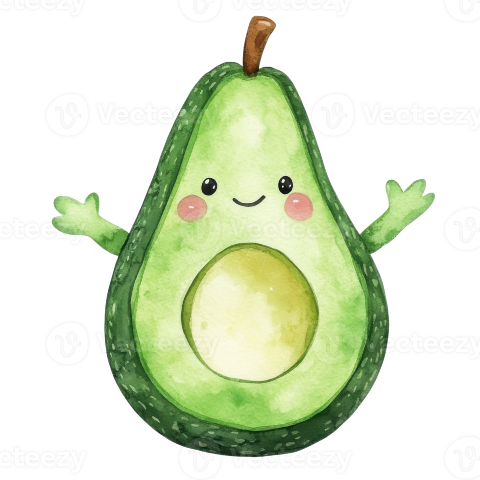 A happy avocado waving on transparent Background png