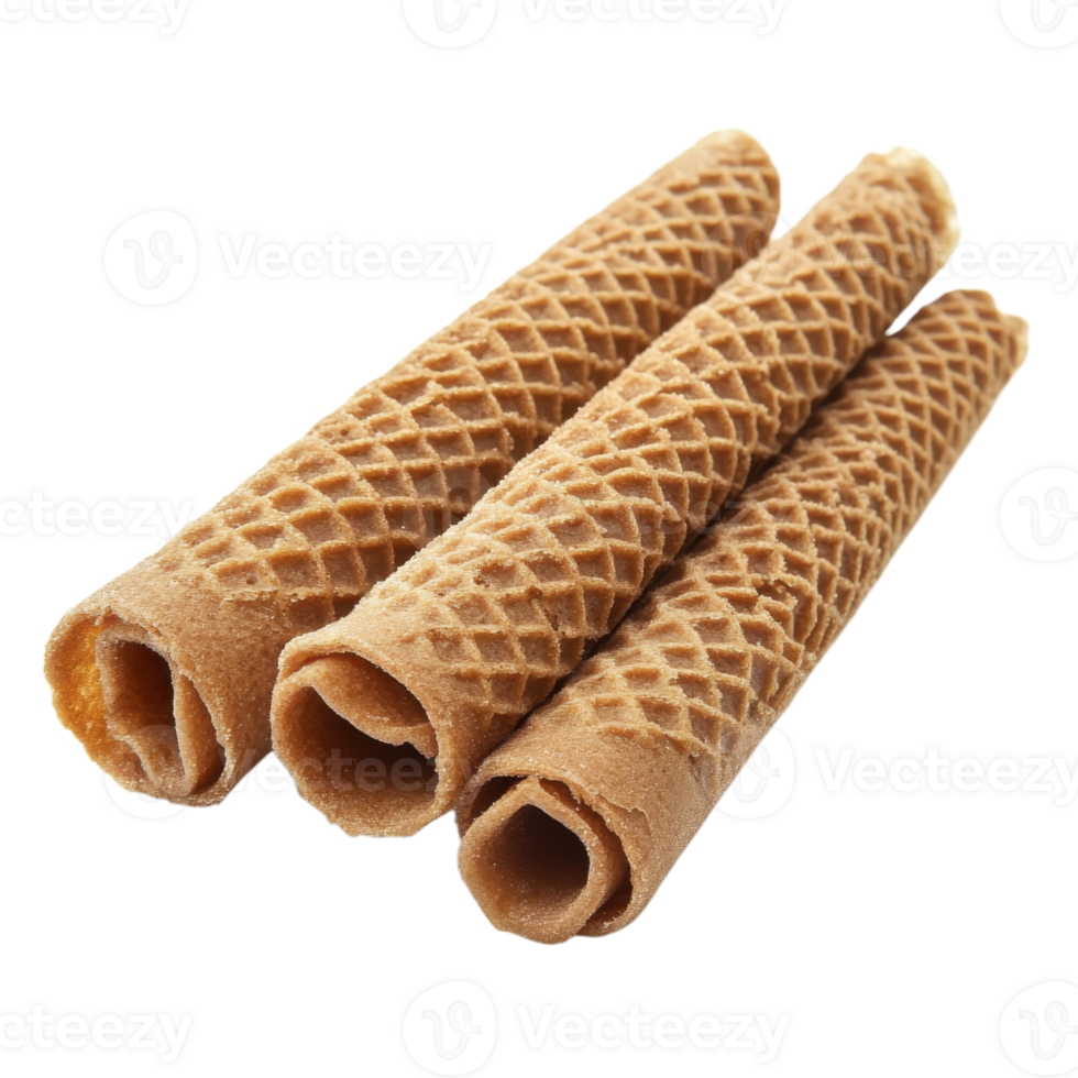 Waffle rolls close view on transparent Background png