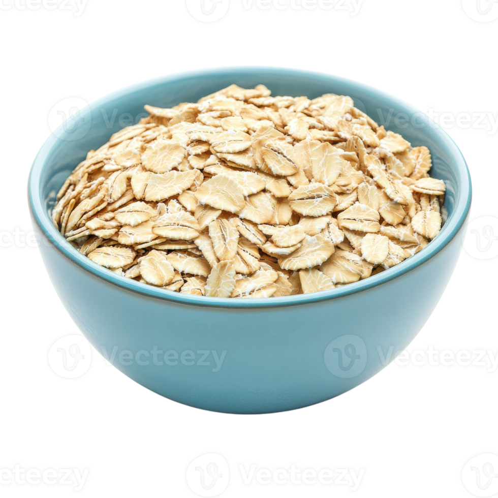 Oats in a blue bowl on transparent Background png