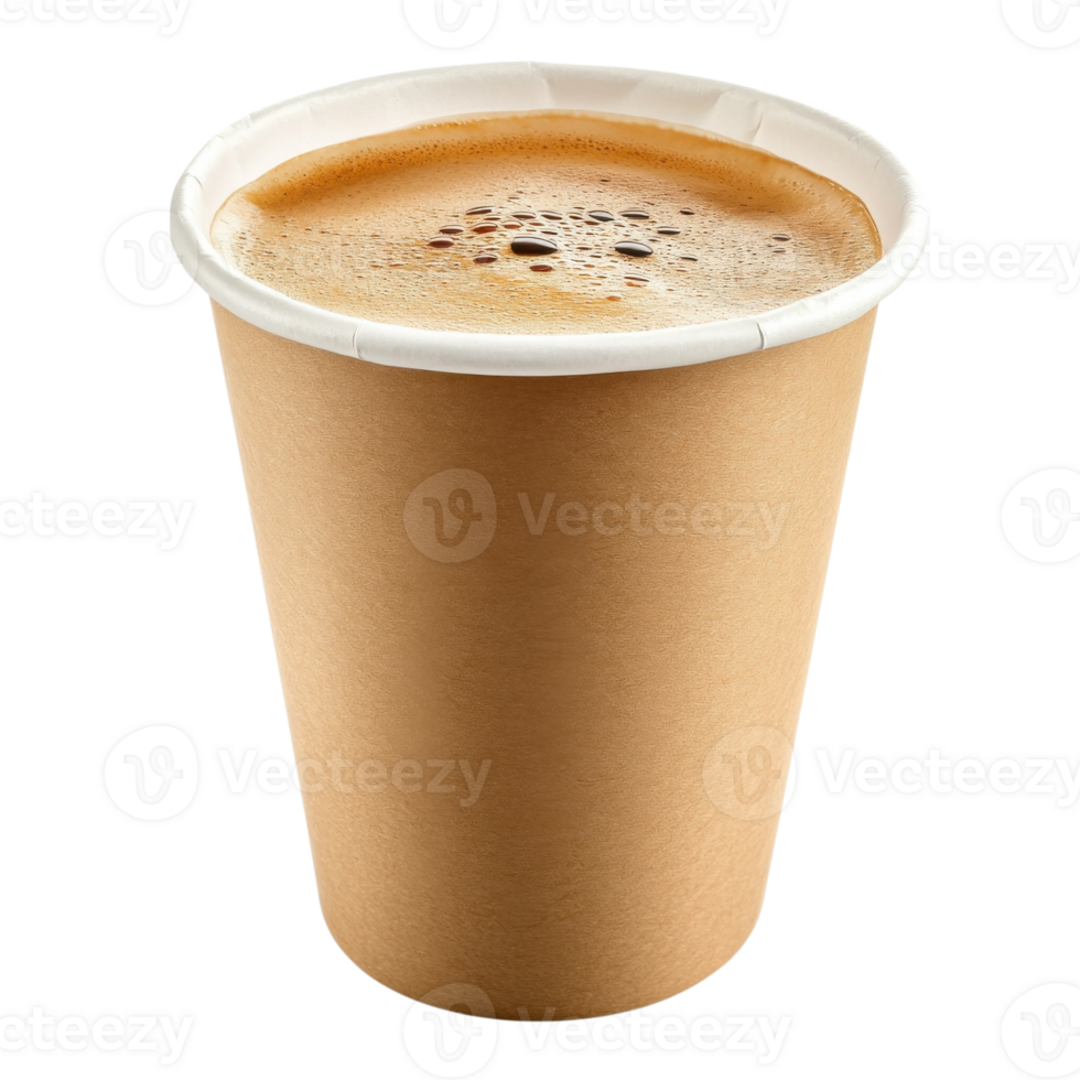 Coffee in paper cup shot on transparent Background png