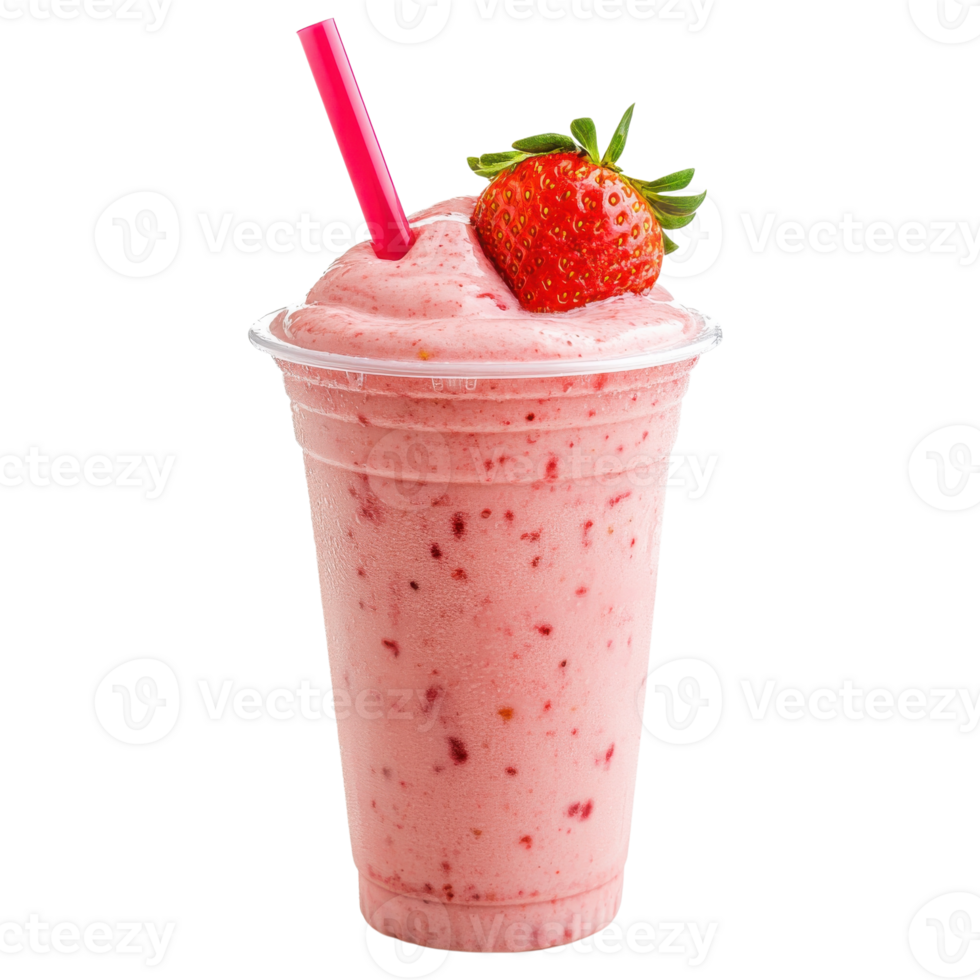 A strawberry smoothie cup on transparent Background png