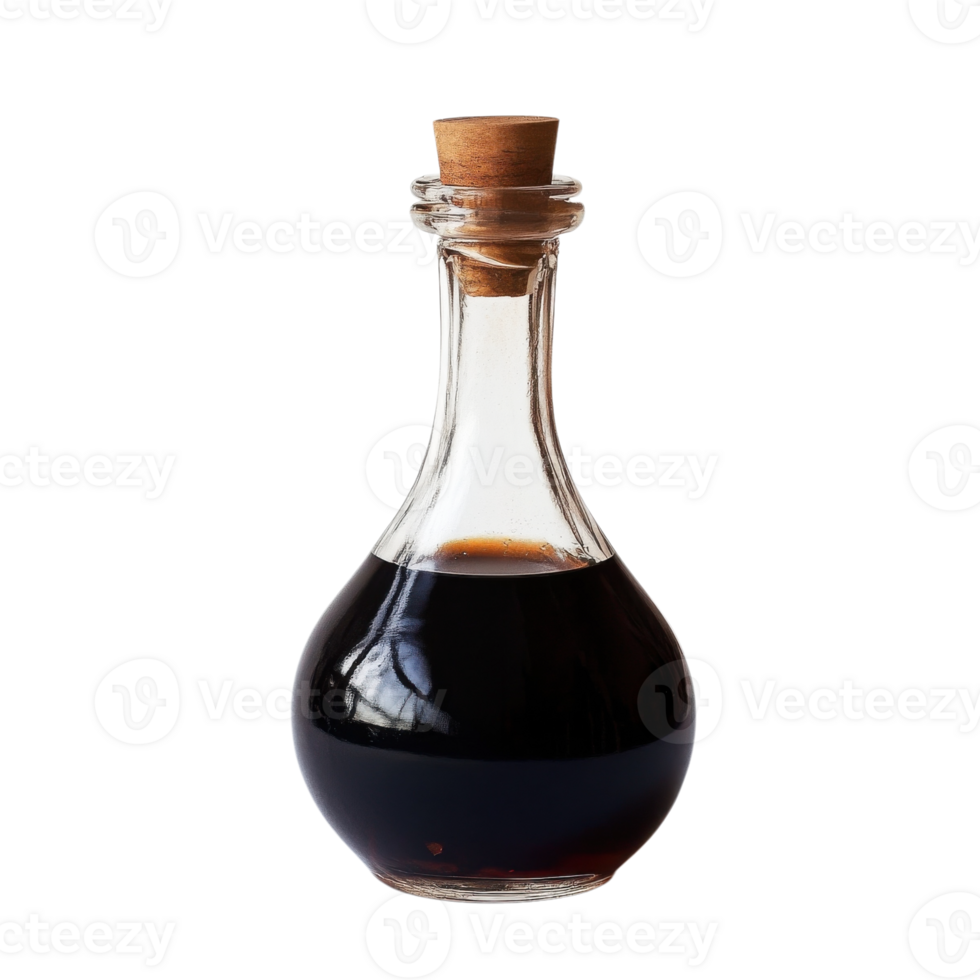 Dark liquid in a bottle on transparent background png