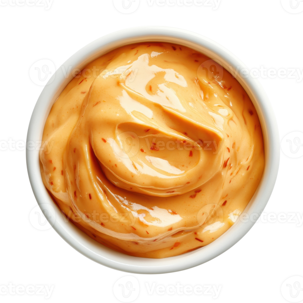 Bowl of orange sauce on transparent Background png