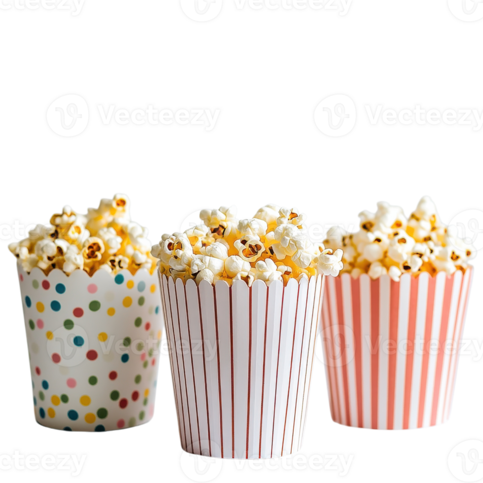 Popcorn in paper cups on transparent Background png