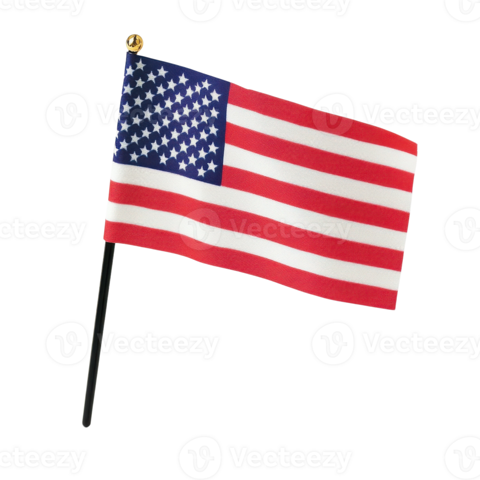 A waving american flag on transparent background png