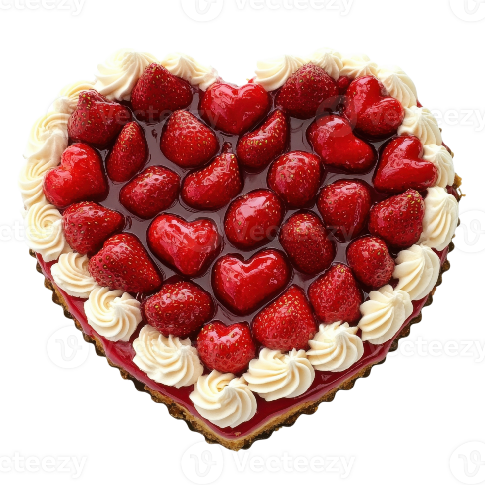 Heart strawberry dessert on transparent background png