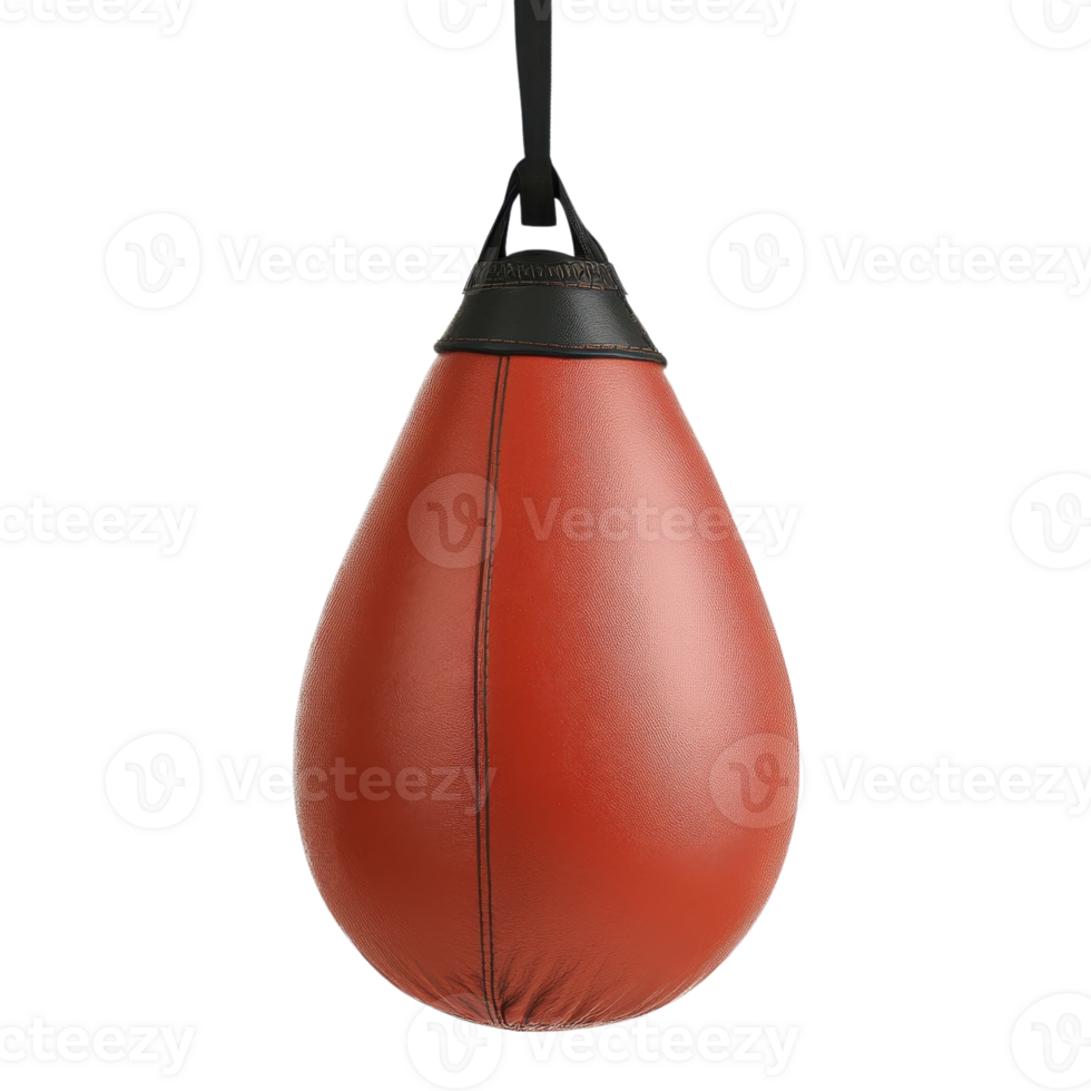 A red punching bag hung on transparent background png
