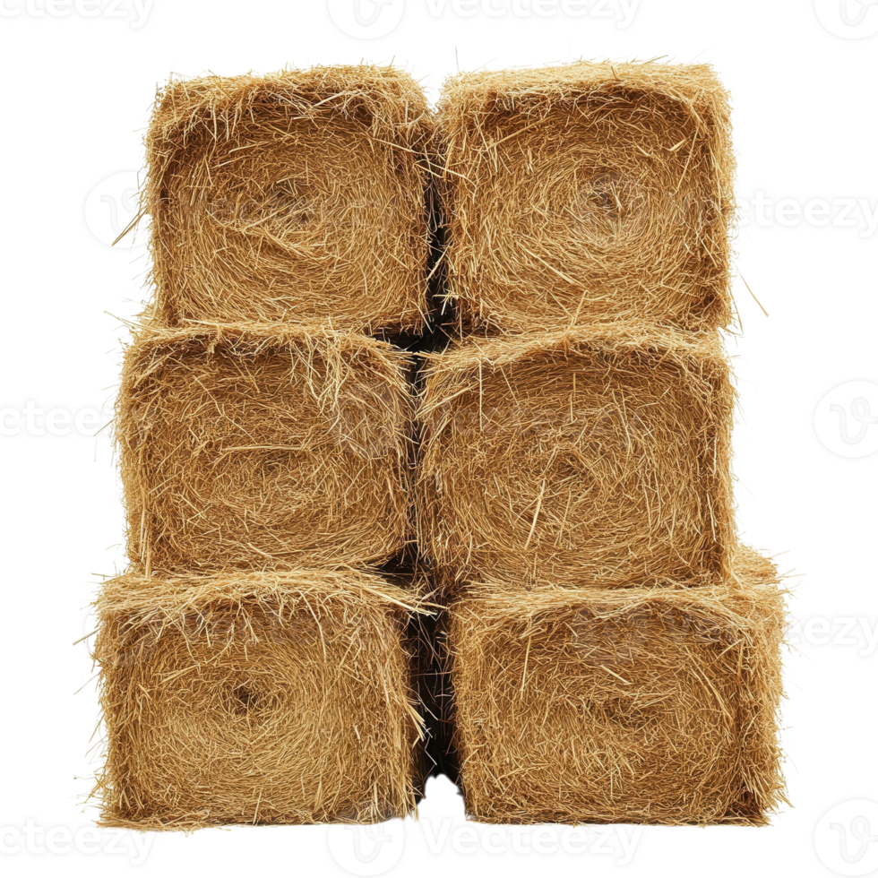 Stacked square hay bales on transparent background png