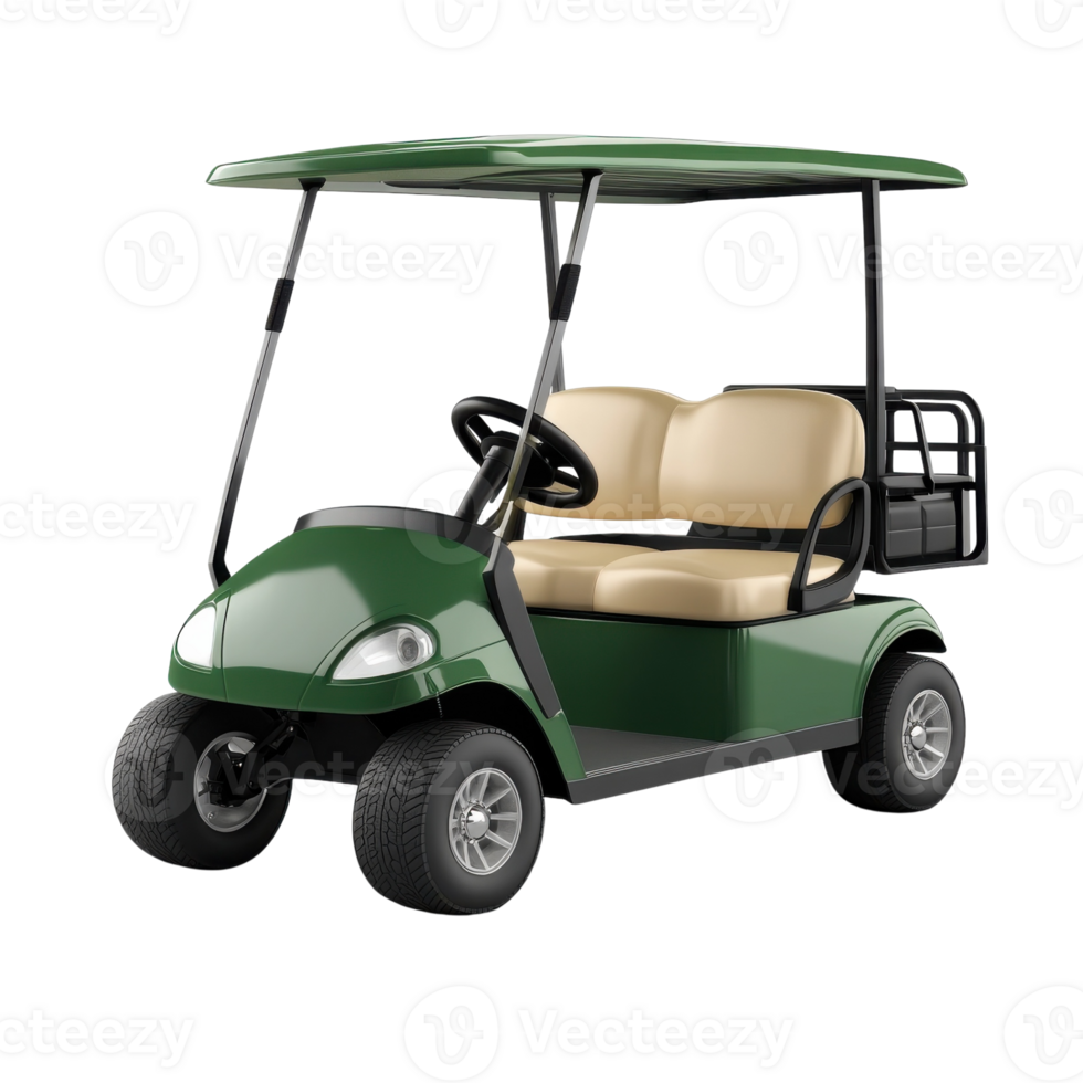 A green golf cart view on transparent background png