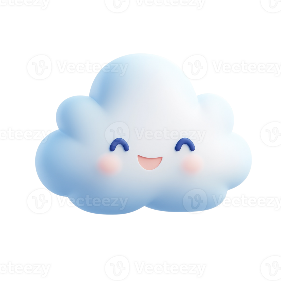 A smiling cartoon cloud on transparent background png