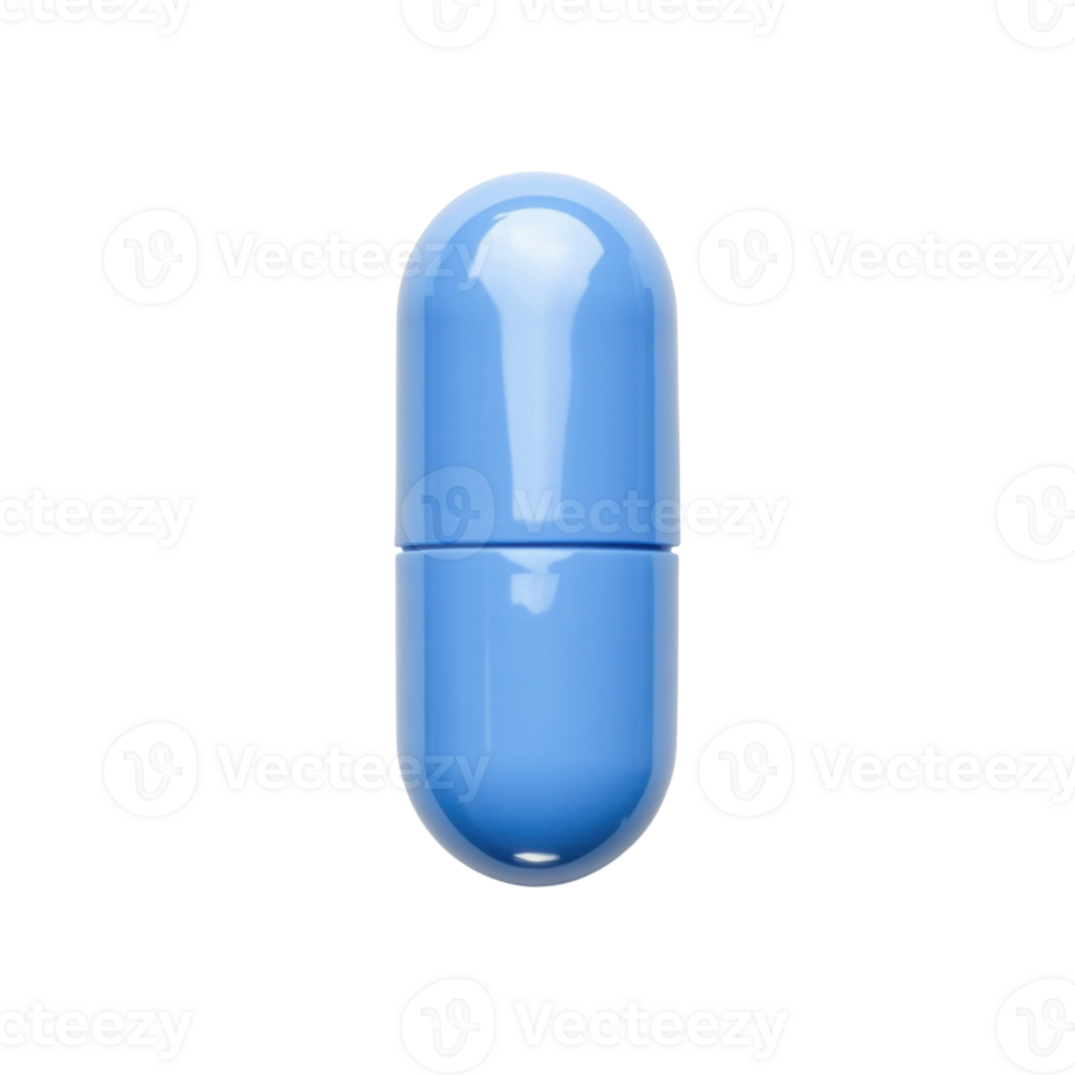 A single blue capsule on transparent background png
