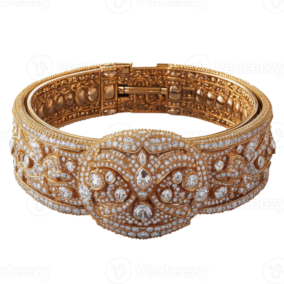 Gold diamond encrusted on transparent background png