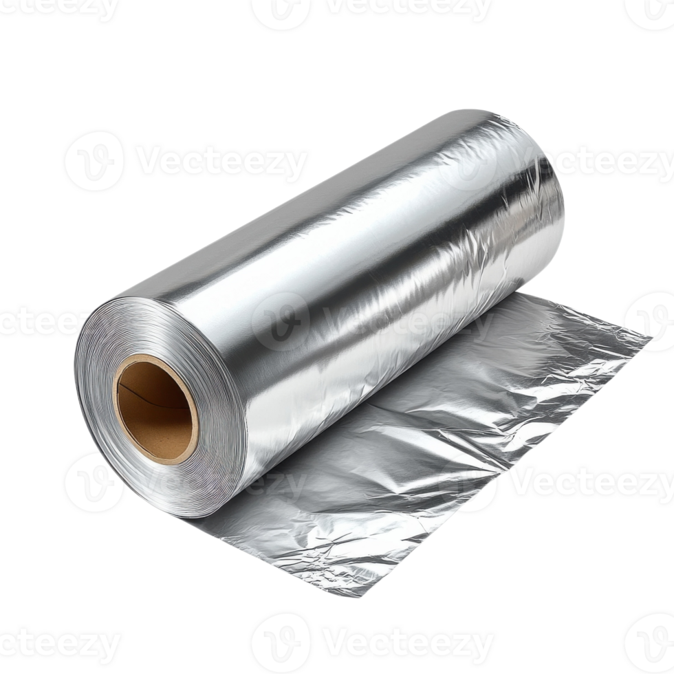 A roll of silver foil on transparent background png