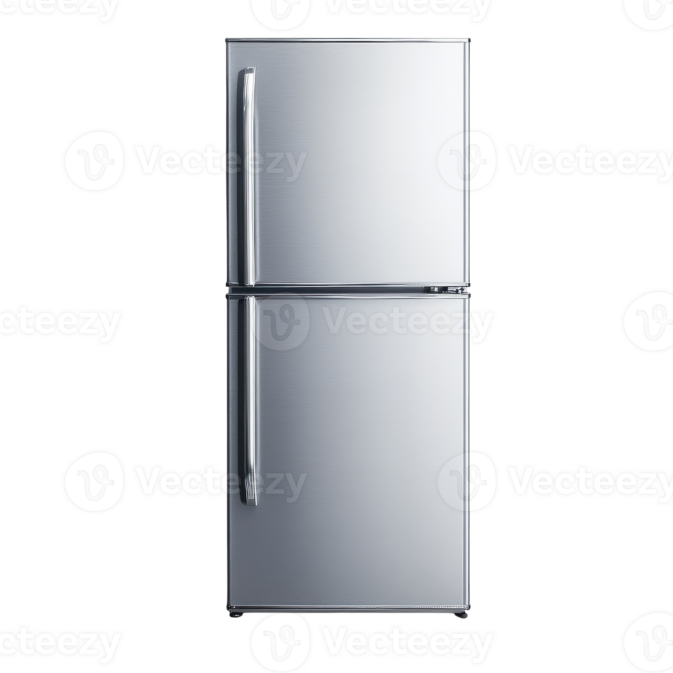 A silver fridge isolated on transparent background png