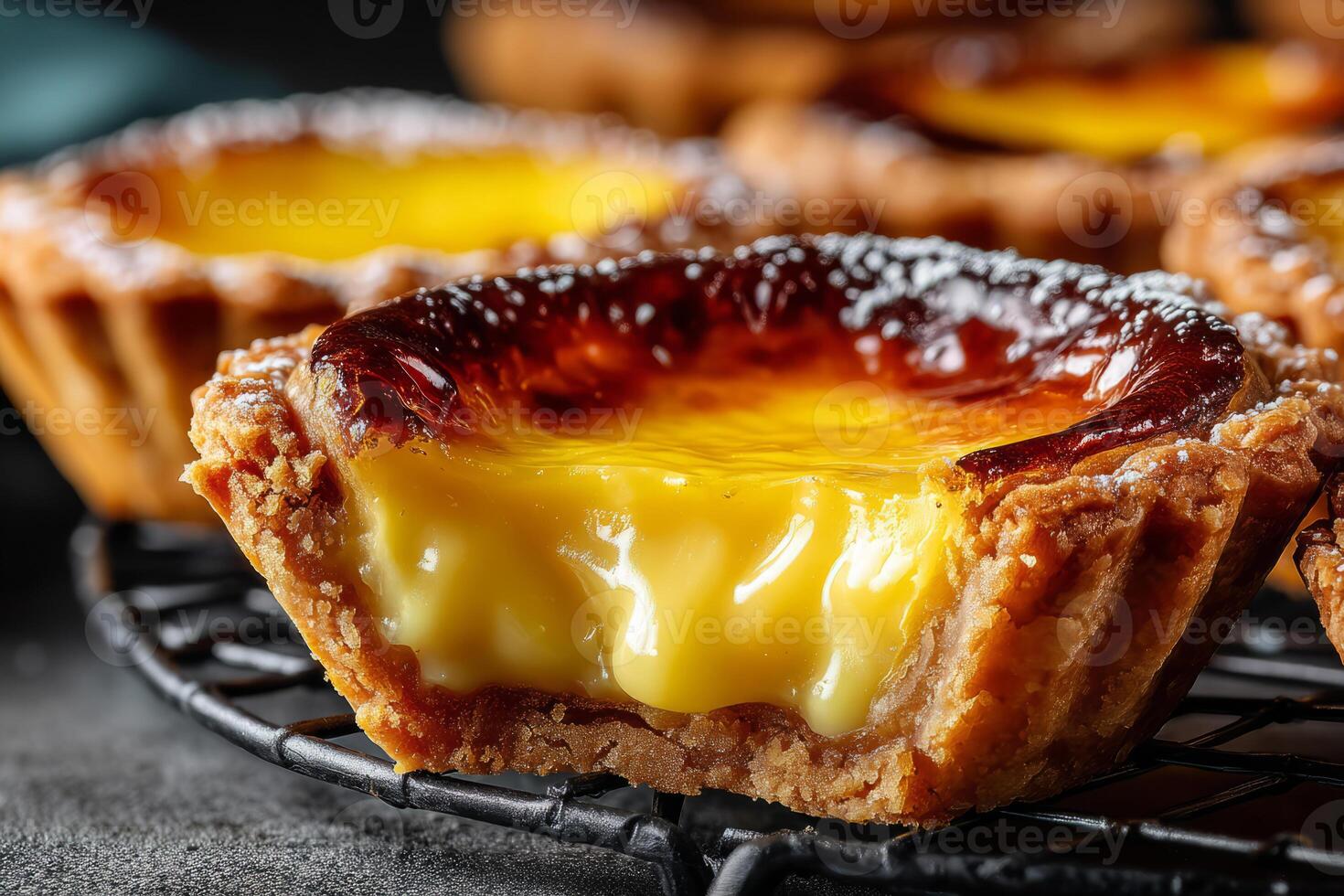 Chinese egg tart with caramelized top and creamy custard filling photo