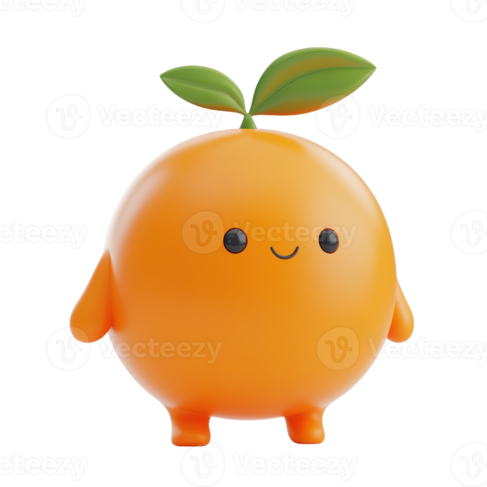 Cartoon orange character on transparent background png