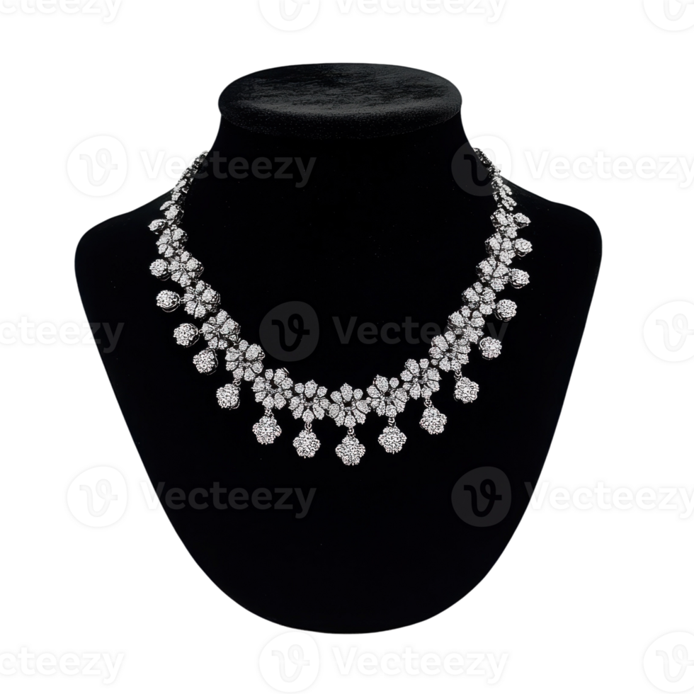Diamond necklace display on transparent background png