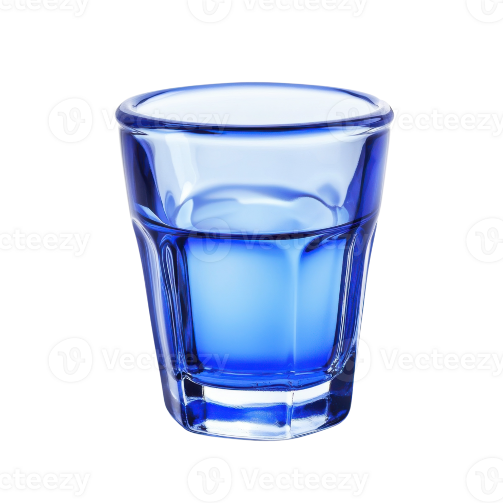 A glass of blue liquid on transparent background png
