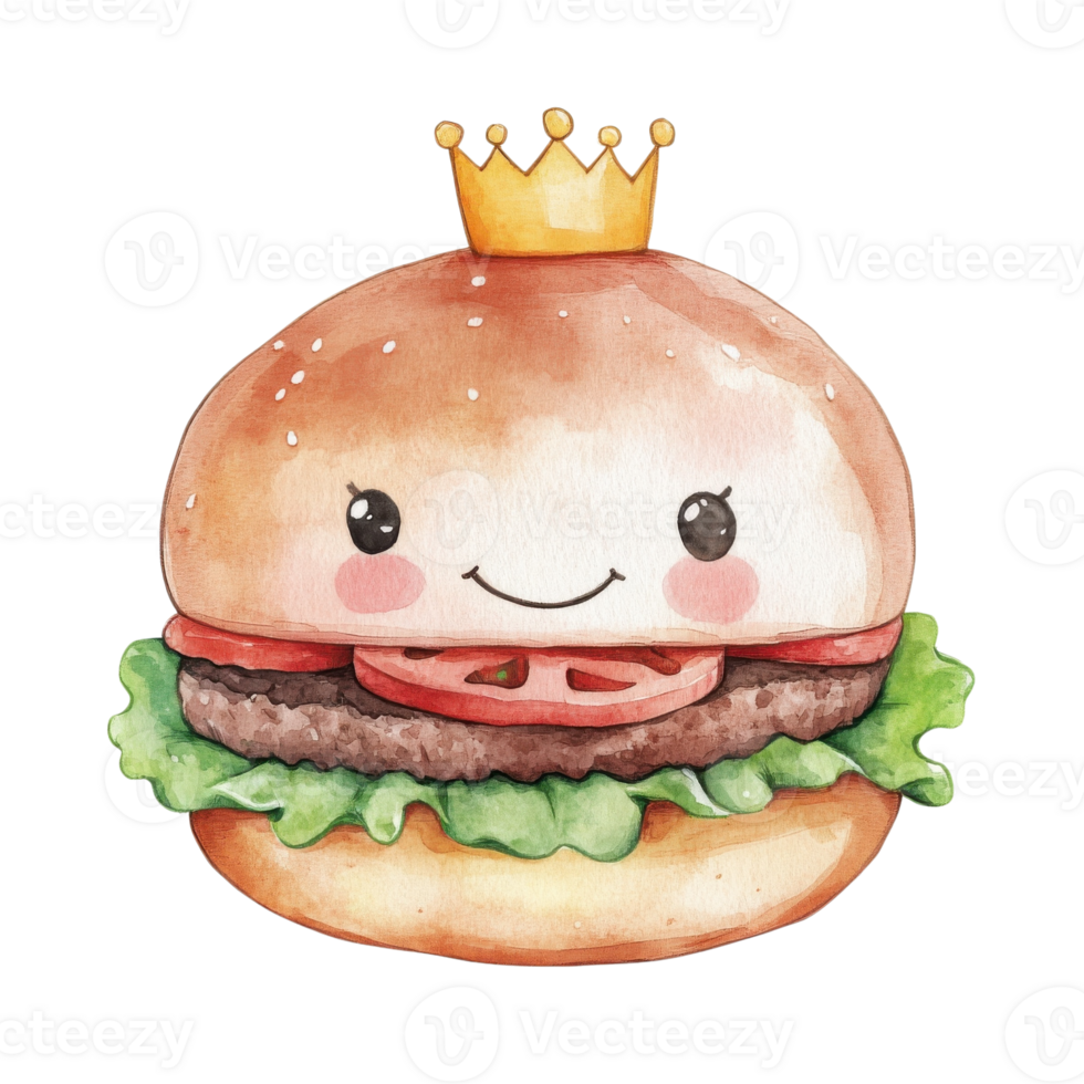 Burger with crown art on transparent background png