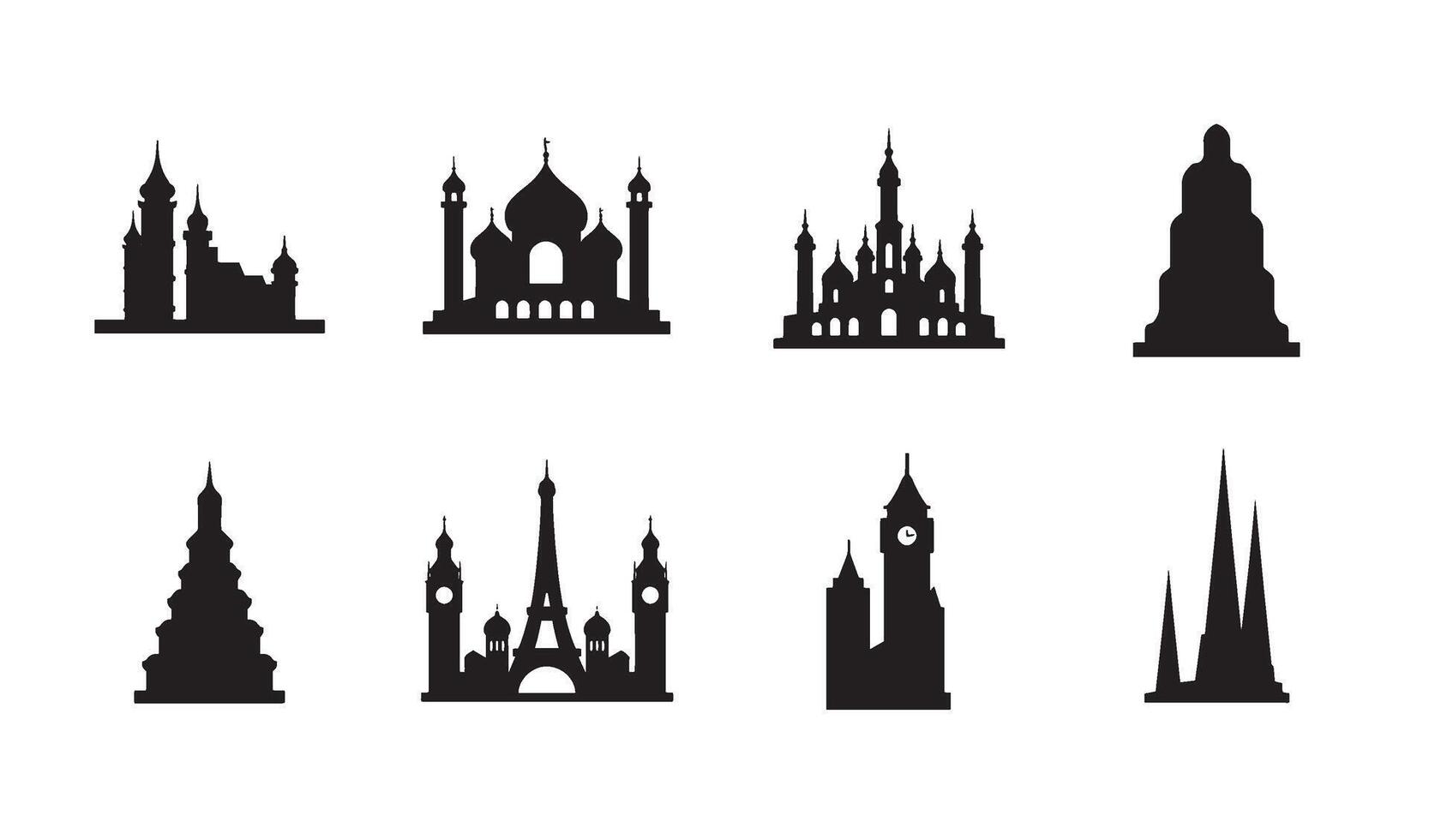 Flat City Landmark Shape pack designed for tourism and editorial projects vector