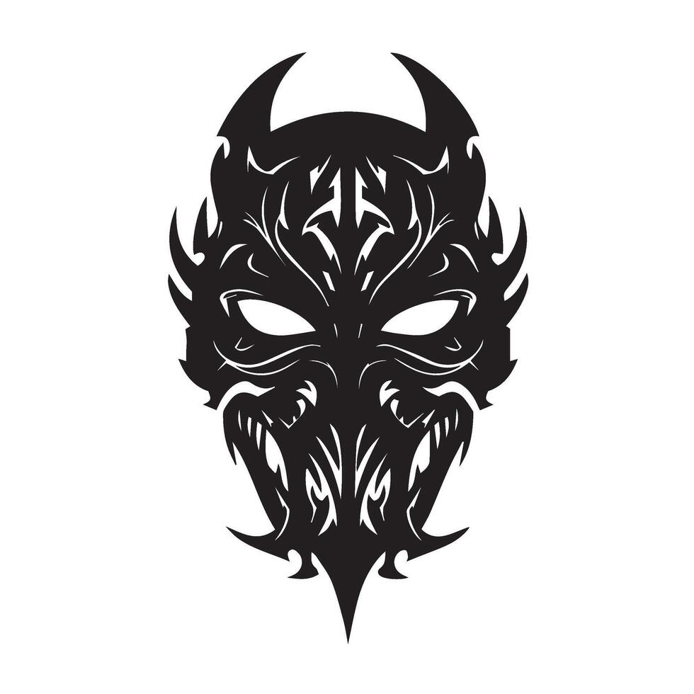 Ninja Helmet Silhouette with Shadow Details for Storyboard Projects vector