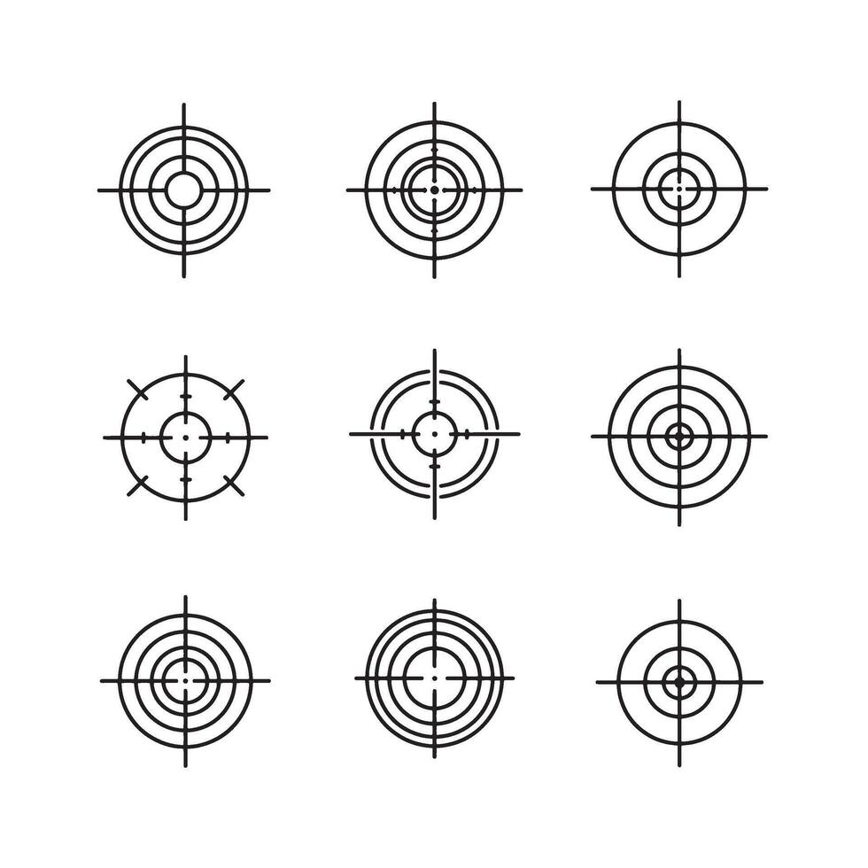 Sniper Aim Symbol shapes for war themes military games or tech infographics vector