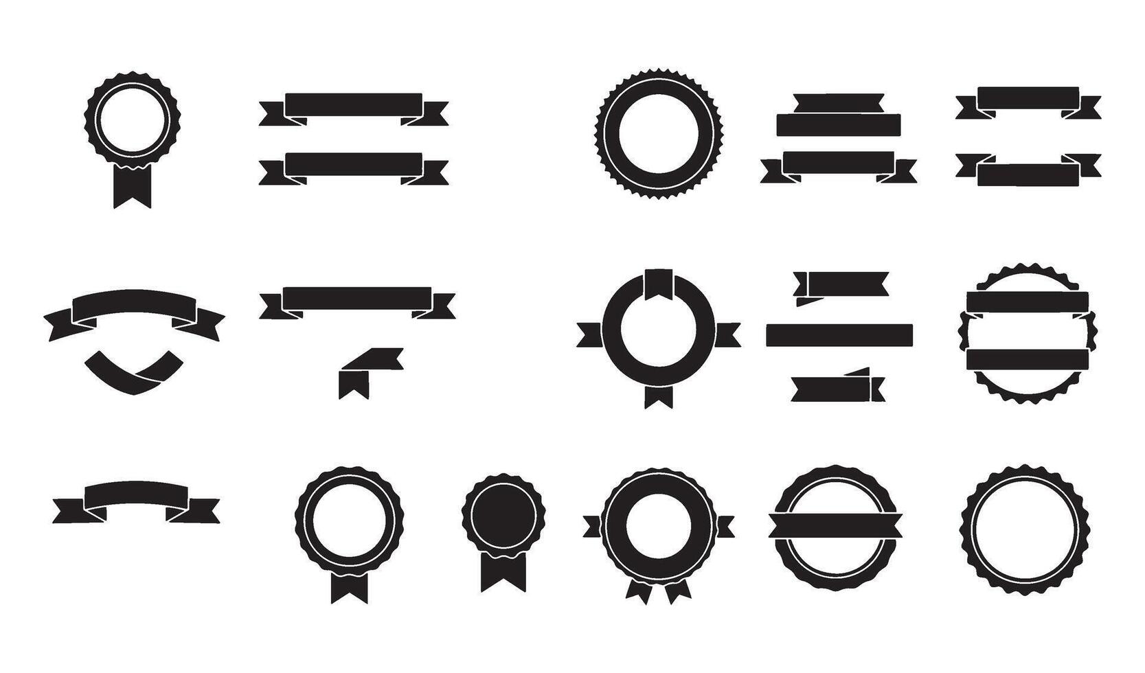 Hand Drawn Ribbon Art Set with Decorative Swirls and Classic Ribbon Forms vector