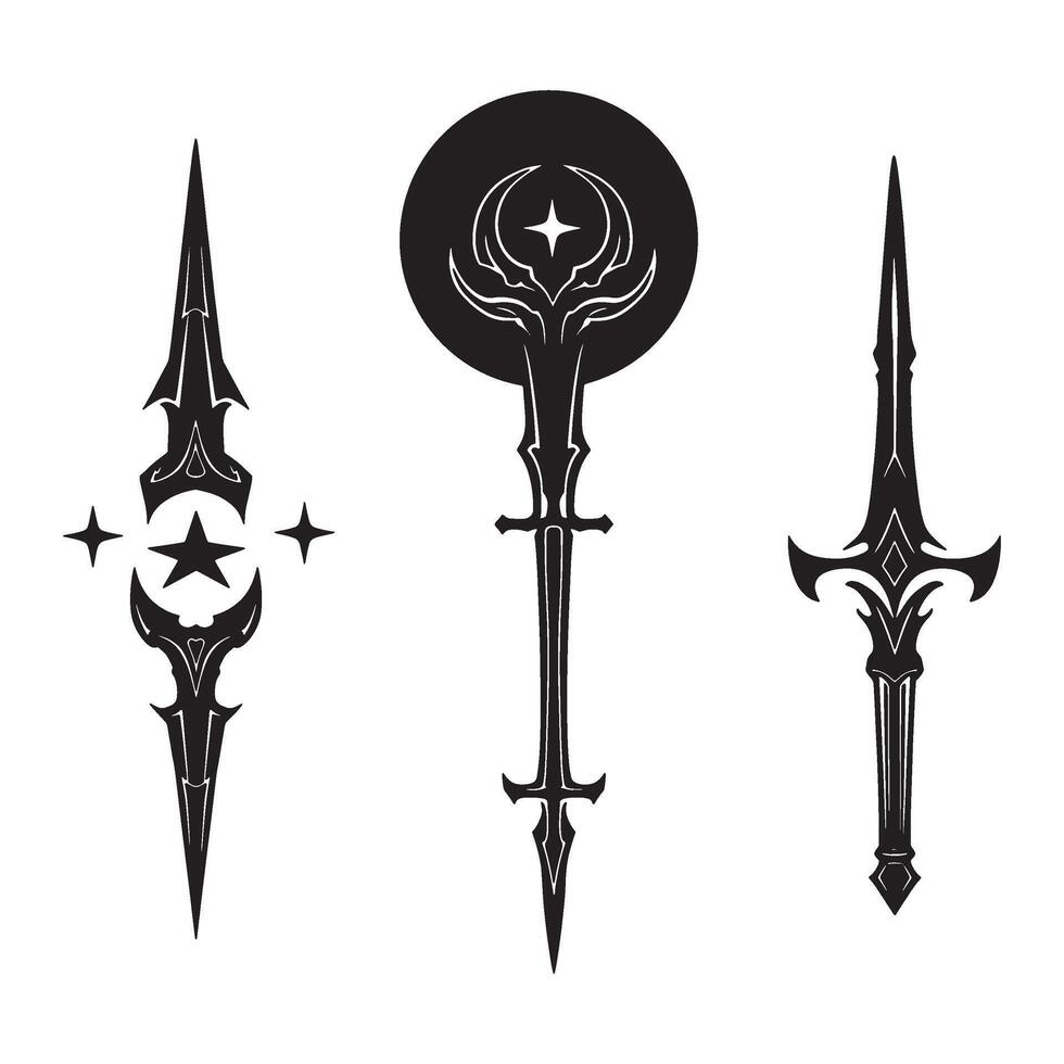 Mystical Tattoo Icon Collection Paired with Sacred Ink Symbol and Celestial Theme vector
