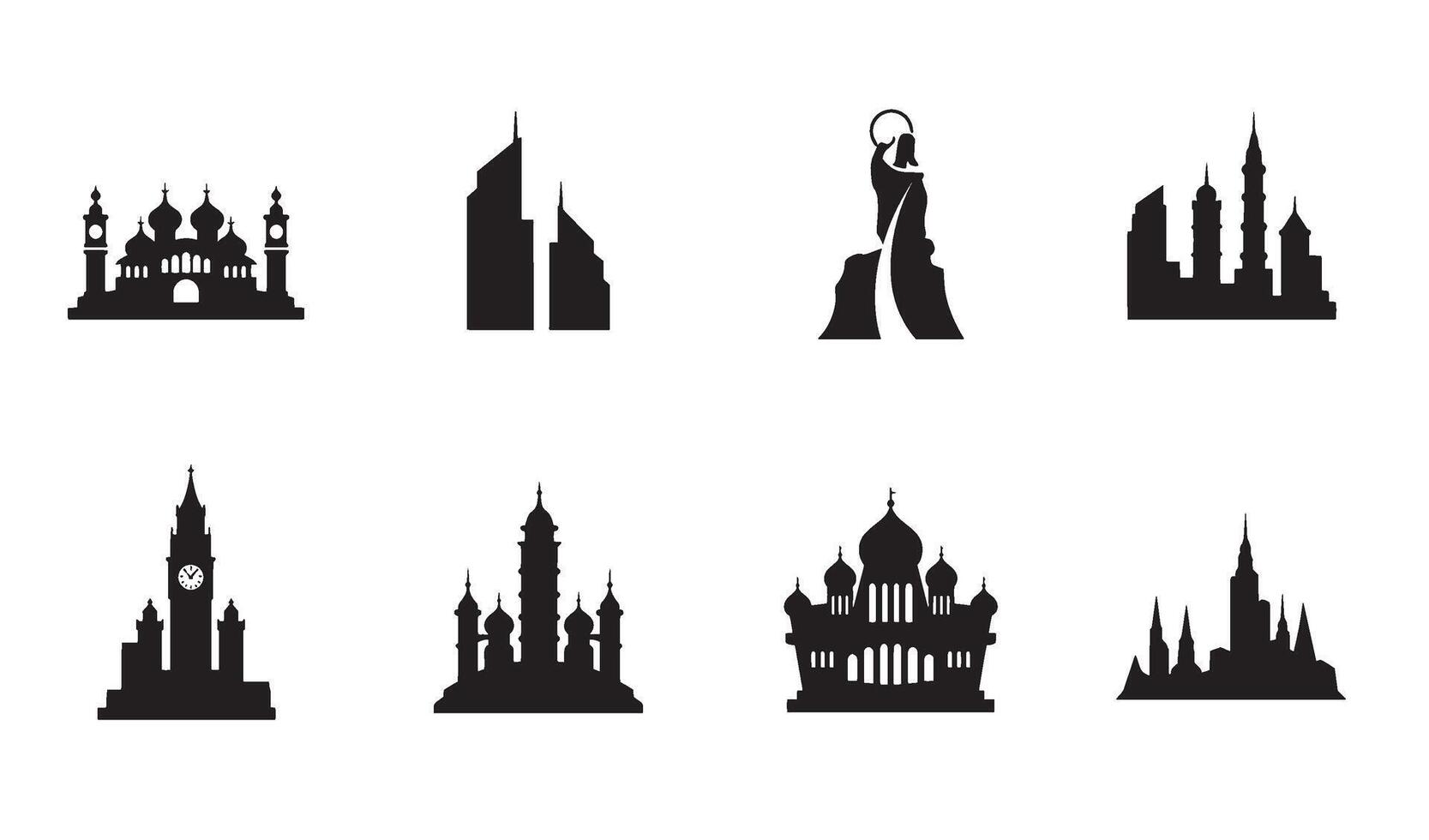 City Landmark Shape bundle with famous skyline and downtown building style vector