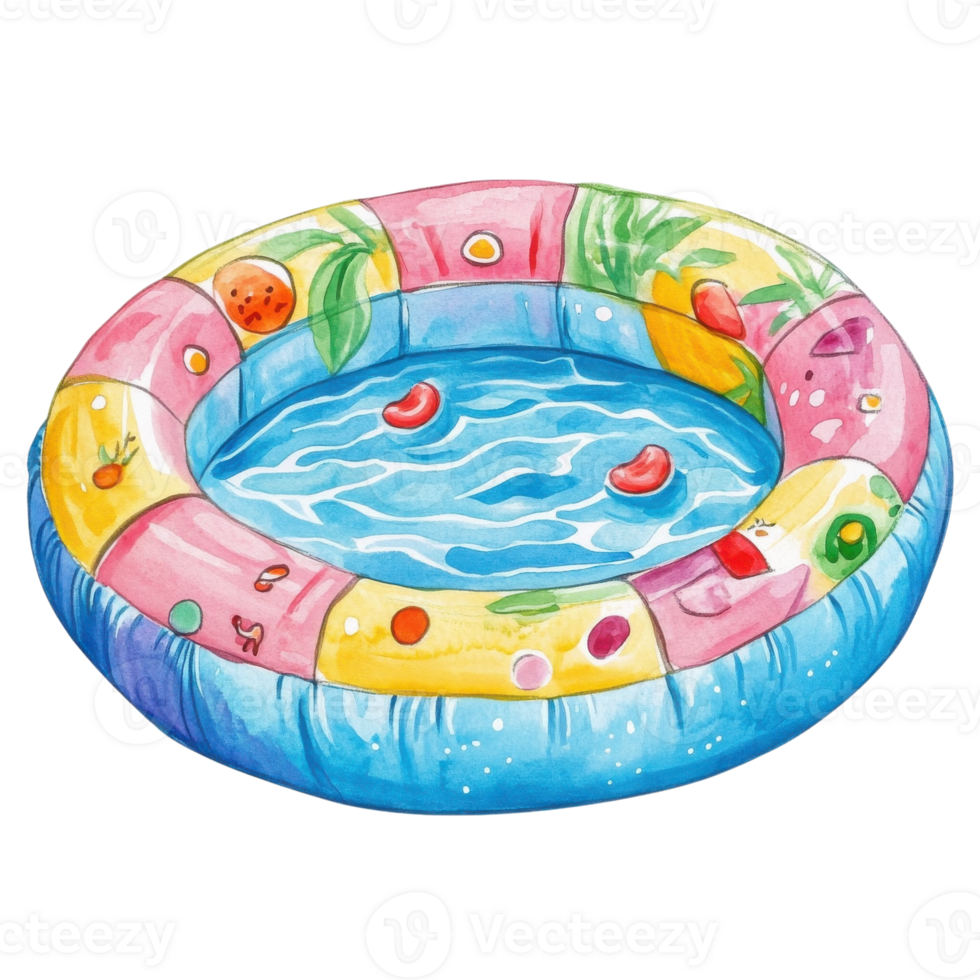 Inflatable pool cartoon on transparent background png