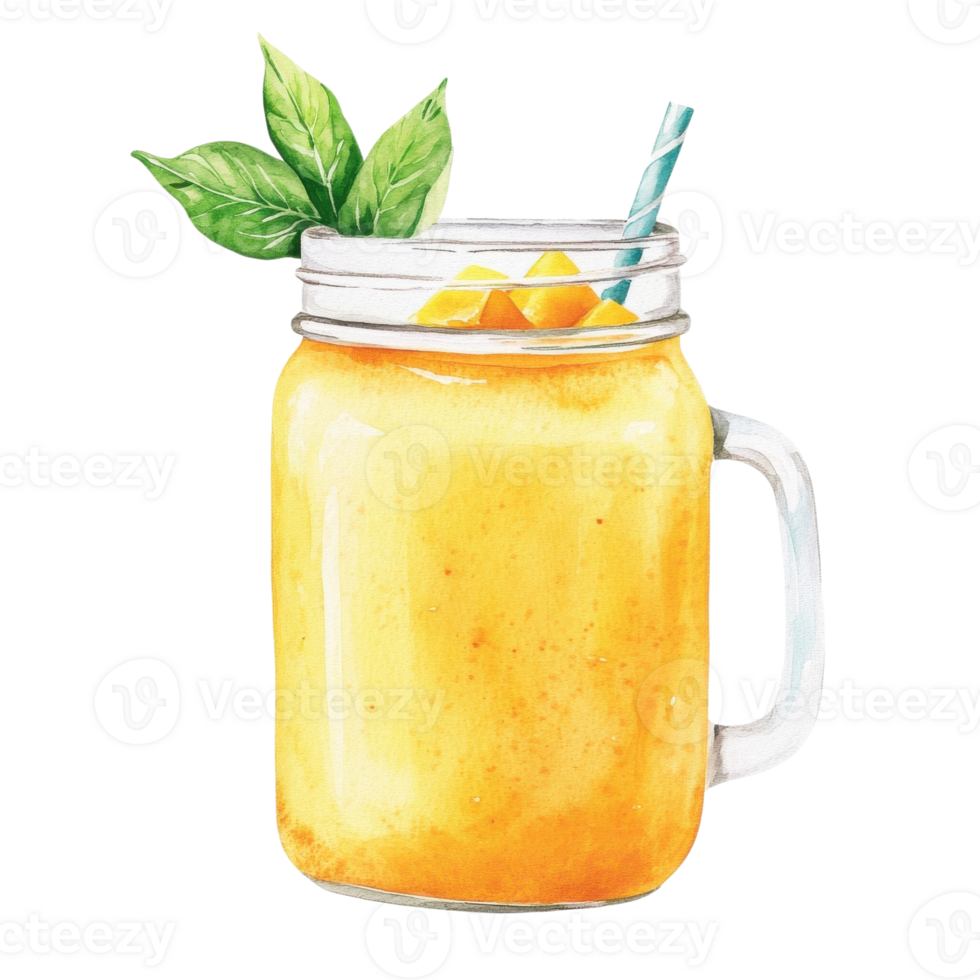Mango smoothie in a jar on transparent background png