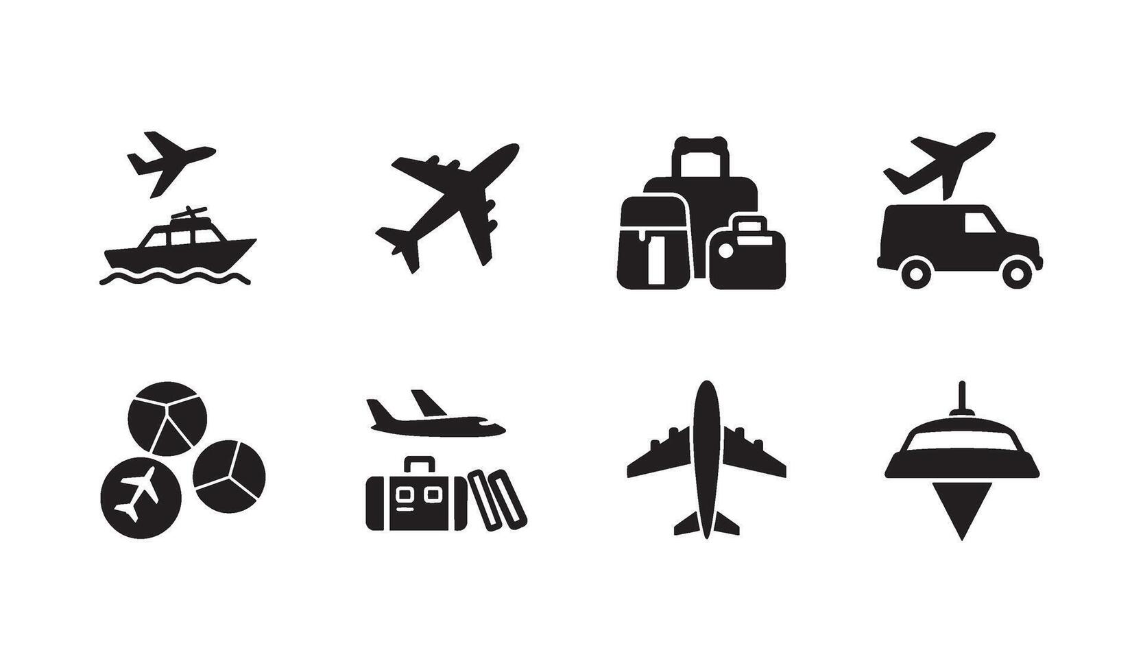 World Travel Icons Bundle with airport elements airplane and passport designs vector