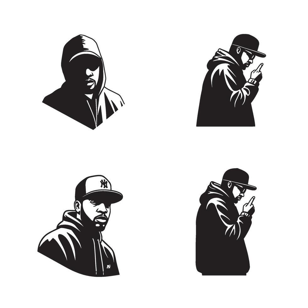 Gangsta Look Crew elements made in strong Hooded Rap Icon and streetwear forms vector