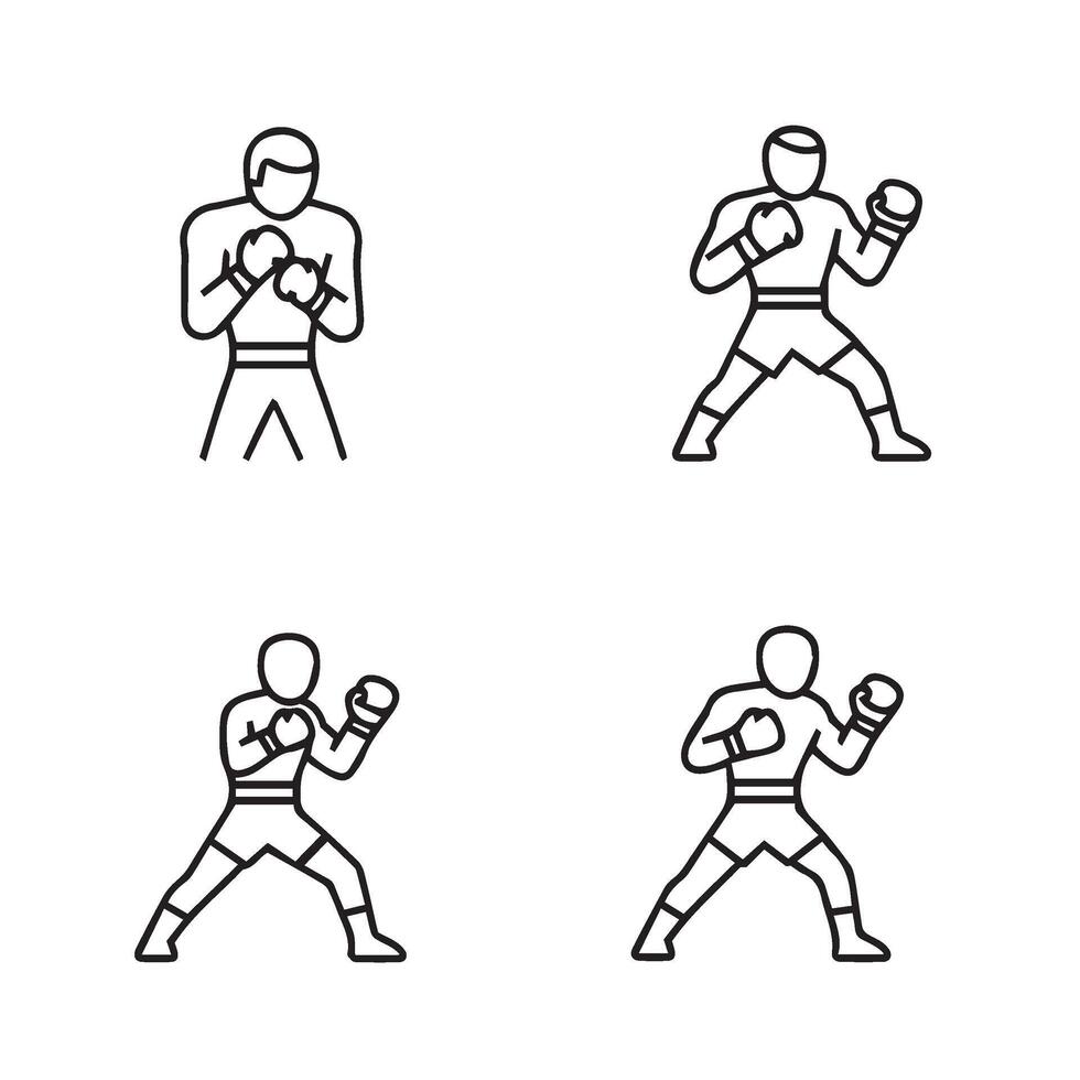 Boxing illustrations collection presenting diverse fighting styles and approaches vector