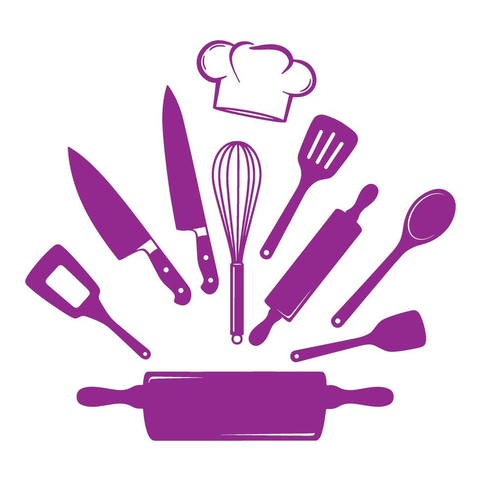 User Friendly Kitchen Cooking Tools Set Designed For Web And UI Use vector