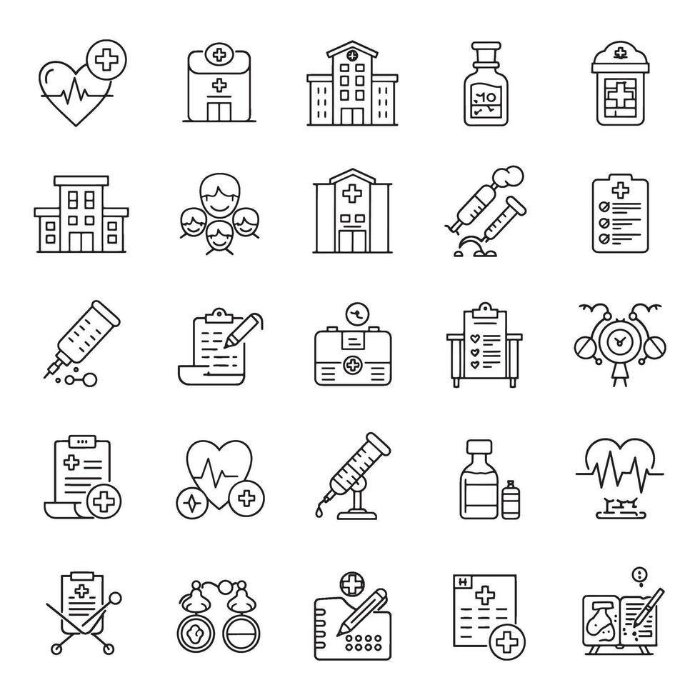 Hospital Medical Icon Pack Design created for health app development vector