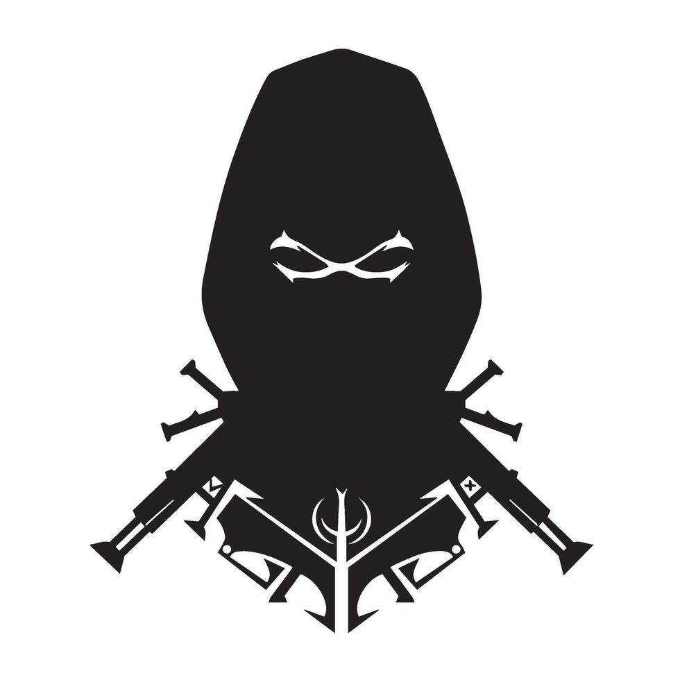 Ninja Helmet Silhouette Created for Action Scene Illustration Work vector