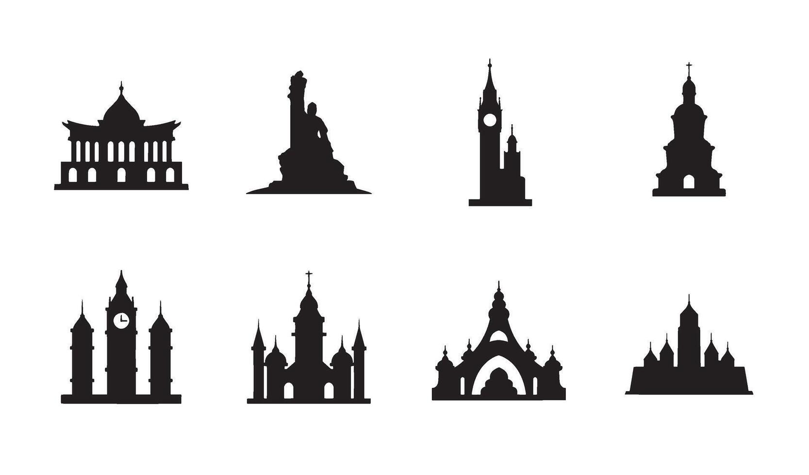 Minimal Building Icon Set Pack perfect for digital projects and city design vector